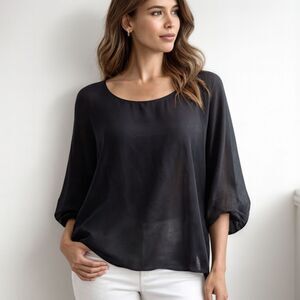 Amanda Uprichard Black Blouse Women’s M – Flowy Crepe Top Minimalist Chic